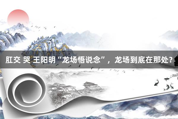 肛交 哭 王阳明“龙场悟说念”，龙场到底在那处？