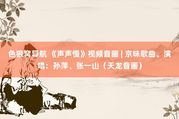 色狼窝导航 《声声慢》视频音画 | 京味歌曲。演唱：孙萍、张一山（天龙音画）