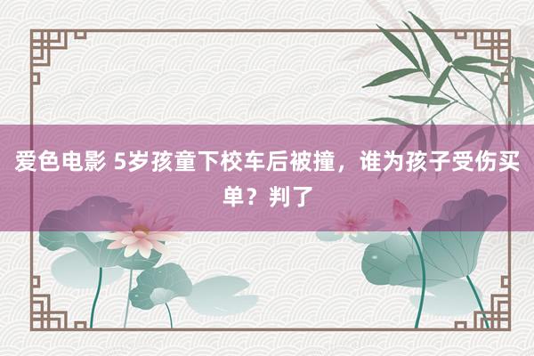 爱色电影 5岁孩童下校车后被撞，谁为孩子受伤买单？判了