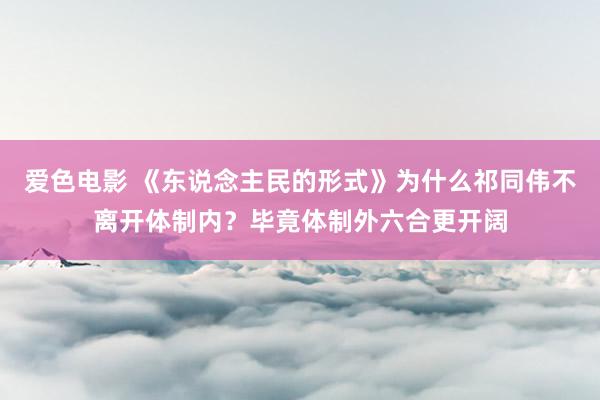 爱色电影 《东说念主民的形式》为什么祁同伟不离开体制内？毕竟体制外六合更开阔