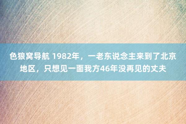 色狼窝导航 1982年，一老东说念主来到了北京地区，只想见一面我方46年没再见的丈夫