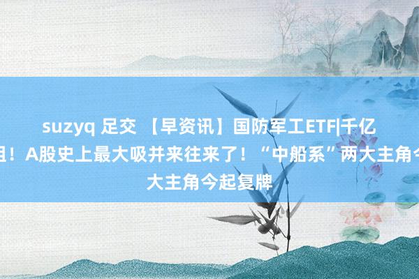 suzyq 足交 【早资讯】国防军工ETF|千亿级大重组！A股史上最大吸并来往来了！“中船系”两大主角今起复牌