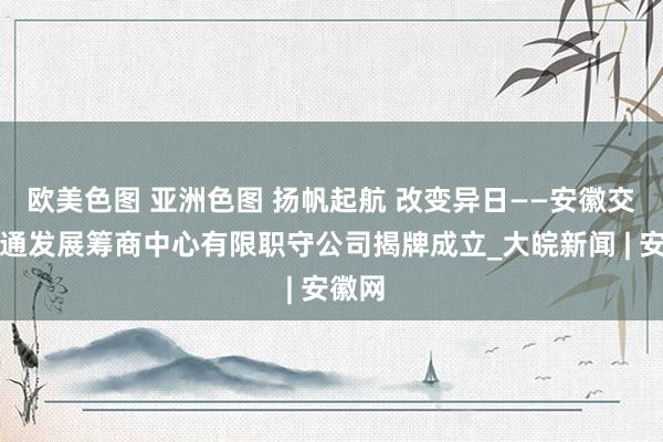 欧美色图 亚洲色图 扬帆起航 改变异日——安徽交检交通发展筹商中心有限职守公司揭牌成立_大皖新闻 | 安徽网