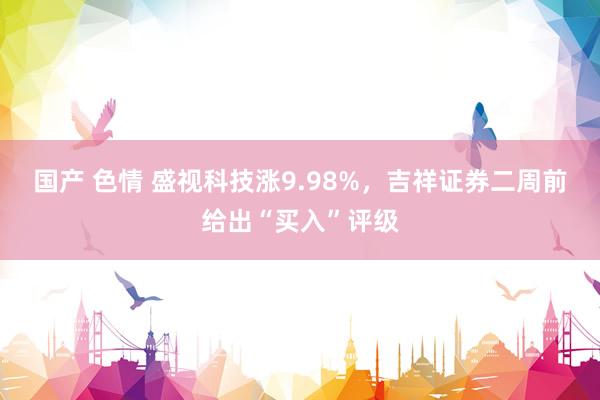 国产 色情 盛视科技涨9.98%，吉祥证券二周前给出“买入”评级