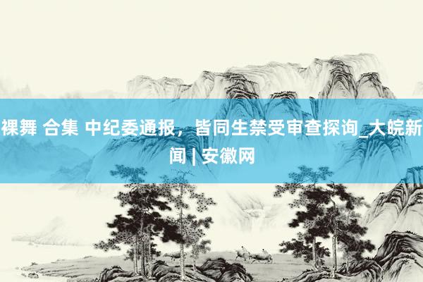 裸舞 合集 中纪委通报,皆同生禁受审查探询_大皖新闻 | 安徽网