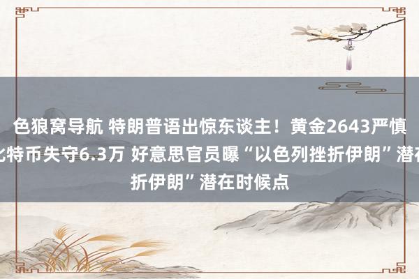 色狼窝导航 特朗普语出惊东谈主！黄金2643严慎回防、比特币失守6.3万 好意思官员曝“以色列挫折伊朗”潜在时候点