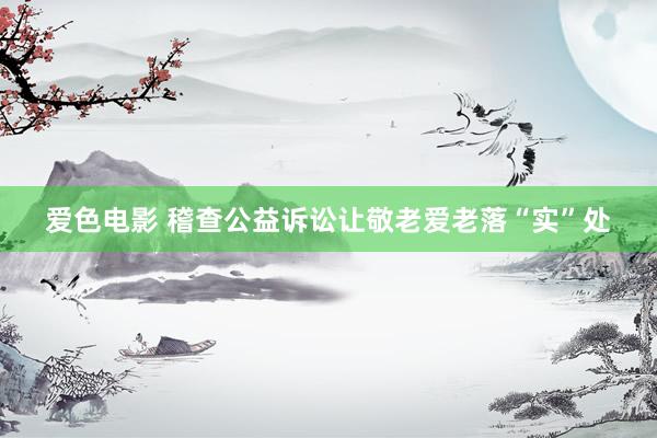 爱色电影 稽查公益诉讼让敬老爱老落“实”处