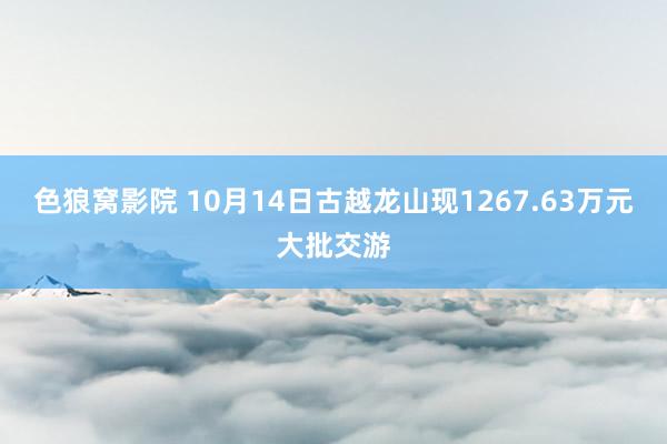 色狼窝影院 10月14日古越龙山现1267.63万元大批交游