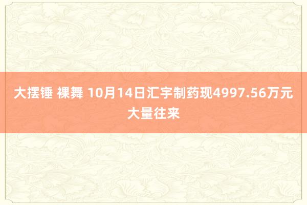 大摆锤 裸舞 10月14日汇宇制药现4997.56万元大量往来