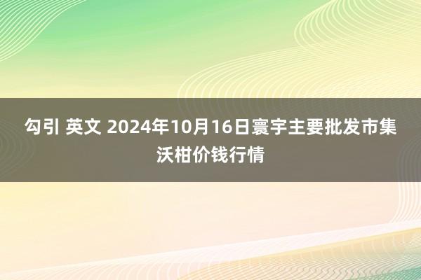 勾引 英文 2024年10月16日寰宇主要批发市集沃柑价钱行情