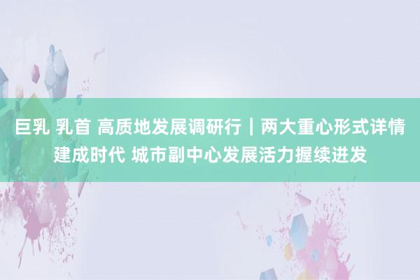 巨乳 乳首 高质地发展调研行｜两大重心形式详情建成时代 城市副中心发展活力握续迸发