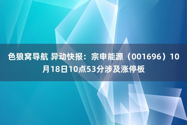 色狼窝导航 异动快报：宗申能源（001696）10月18日10点53分涉及涨停板