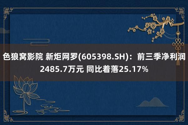 色狼窝影院 新炬网罗(605398.SH)：前三季净利润2485.7万元 同比着落25.17%