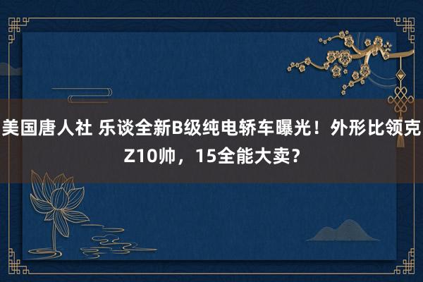 美国唐人社 乐谈全新B级纯电轿车曝光！外形比领克Z10帅，15全能大卖？