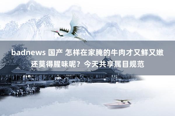 badnews 国产 怎样在家腌的牛肉才又鲜又嫩还莫得腥味呢?今天共享属目规范