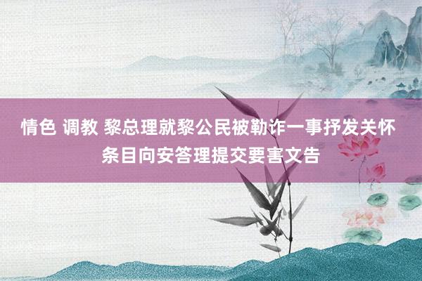 情色 调教 黎总理就黎公民被勒诈一事抒发关怀 条目向安答理提交要害文告
