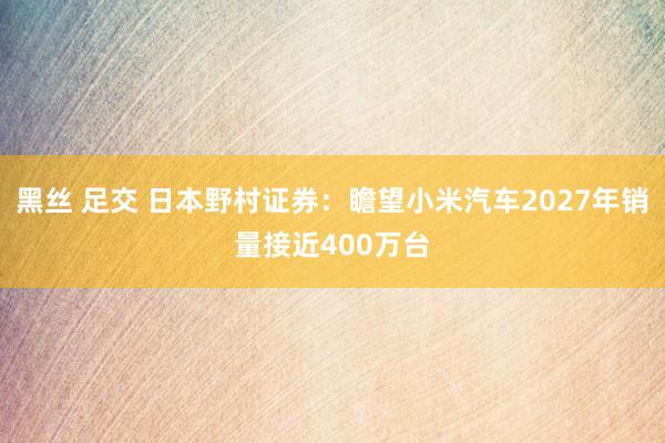 黑丝 足交 日本野村证券：瞻望小米汽车2027年销量接近400万台