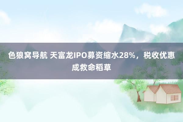 色狼窝导航 天富龙IPO募资缩水28%，税收优惠成救命稻草