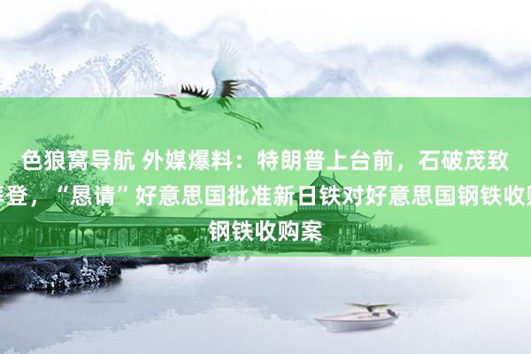 色狼窝导航 外媒爆料：特朗普上台前，石破茂致函拜登，“恳请”好意思国批准新日铁对好意思国钢铁收购案