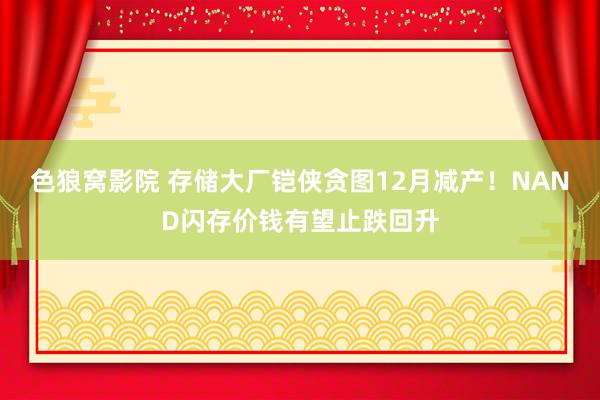 色狼窝影院 存储大厂铠侠贪图12月减产！NAND闪存价钱有望止跌回升
