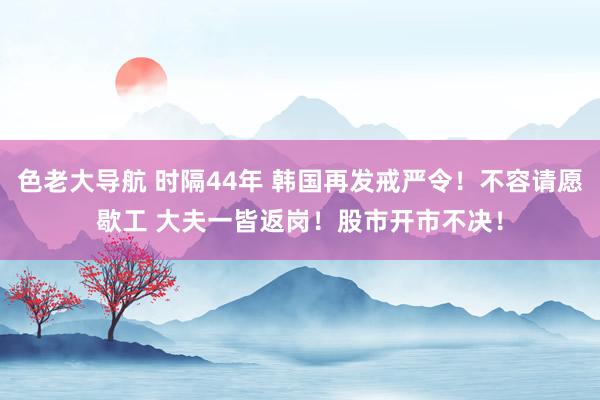 色老大导航 时隔44年 韩国再发戒严令！不容请愿歇工 大夫一皆返岗！股市开市不决！