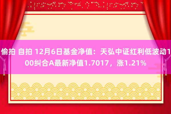 偷拍 自拍 12月6日基金净值：天弘中证红利低波动100纠合A最新净值1.7017，涨1.21%