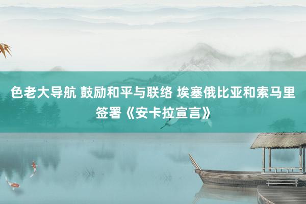 色老大导航 鼓励和平与联络 埃塞俄比亚和索马里签署《安卡拉宣言》