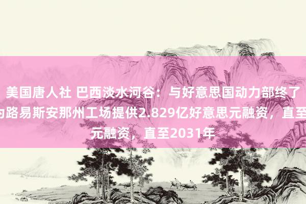 美国唐人社 巴西淡水河谷:与好意思国动力部终了公约,为路易斯安那州工场提供2.829亿好意思元融资,直至2031年