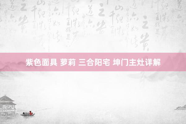 紫色面具 萝莉 三合阳宅 坤门主灶详解
