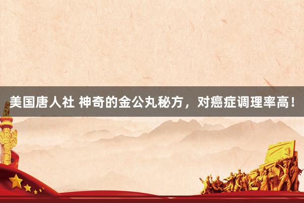 美国唐人社 神奇的金公丸秘方，对癌症调理率高！