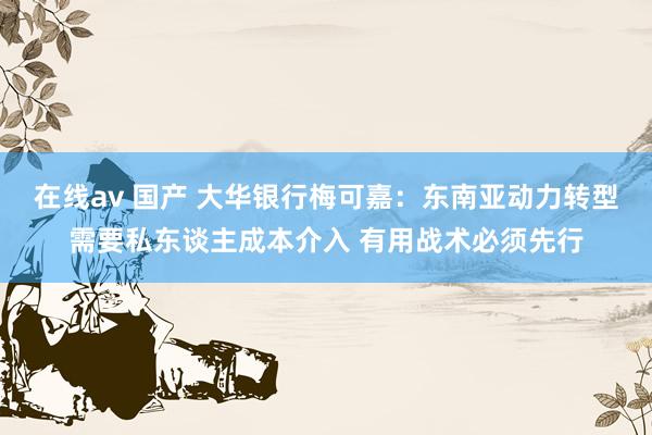 在线av 国产 大华银行梅可嘉：东南亚动力转型需要私东谈主成本介入 有用战术必须先行