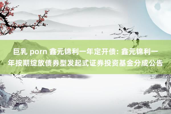 巨乳 porn 鑫元锦利一年定开债: 鑫元锦利一年按期绽放债券型发起式证券投资基金分成公告