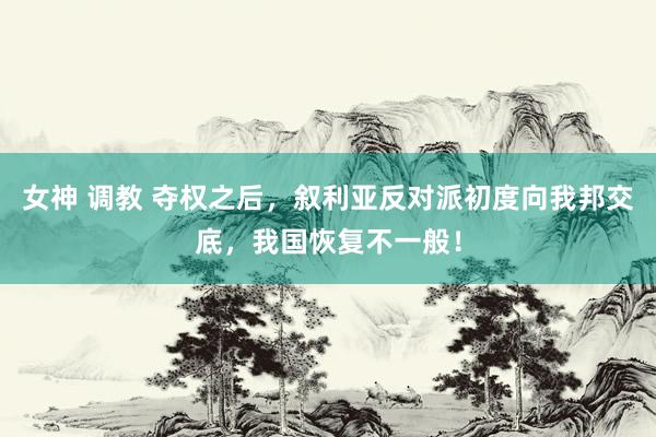 女神 调教 夺权之后，叙利亚反对派初度向我邦交底，我国恢复不一般！