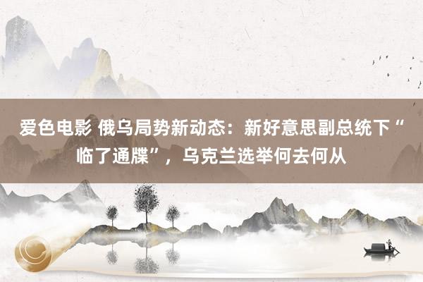 爱色电影 俄乌局势新动态：新好意思副总统下“临了通牒”，乌克兰选举何去何从