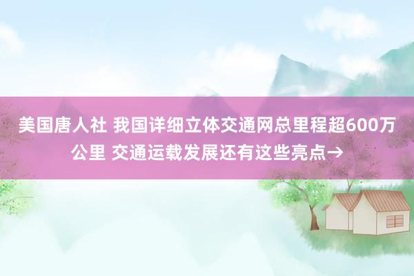 美国唐人社 我国详细立体交通网总里程超600万公里 交通运载发展还有这些亮点→