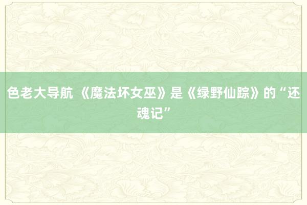 色老大导航 《魔法坏女巫》是《绿野仙踪》的“还魂记”