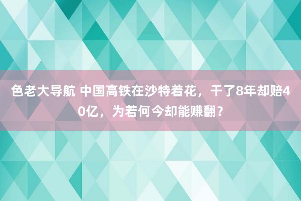 色老大导航 中国高铁在沙特着花，干了8年却赔40亿，为若何今却能赚翻？
