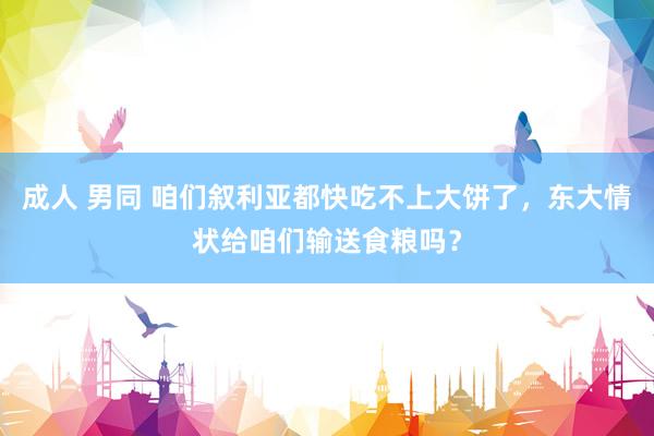 成人 男同 咱们叙利亚都快吃不上大饼了，东大情状给咱们输送食粮吗？