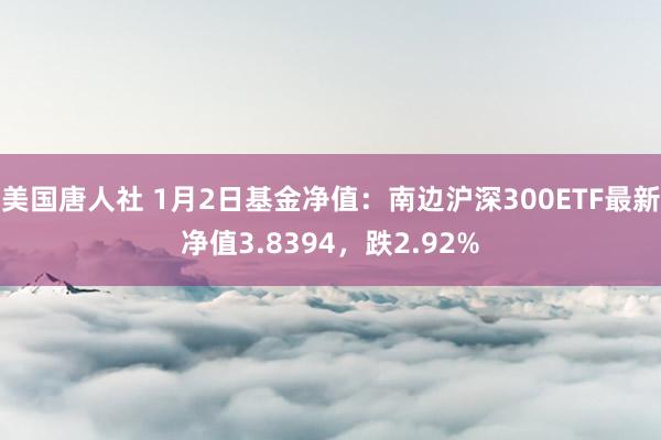 美国唐人社 1月2日基金净值：南边沪深300ETF最新净值3.8394，跌2.92%