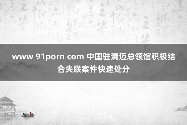 www 91porn com 中国驻清迈总领馆积极结合失联案件快速处分