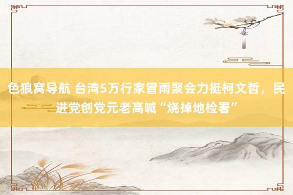 色狼窝导航 台湾5万行家冒雨聚会力挺柯文哲，民进党创党元老高喊“烧掉地检署”