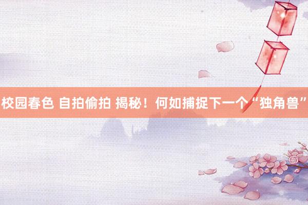 校园春色 自拍偷拍 揭秘！何如捕捉下一个“独角兽”