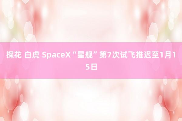 探花 白虎 SpaceX“星舰”第7次试飞推迟至1月15日