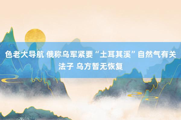 色老大导航 俄称乌军紧要“土耳其溪”自然气有关法子 乌方暂无恢复
