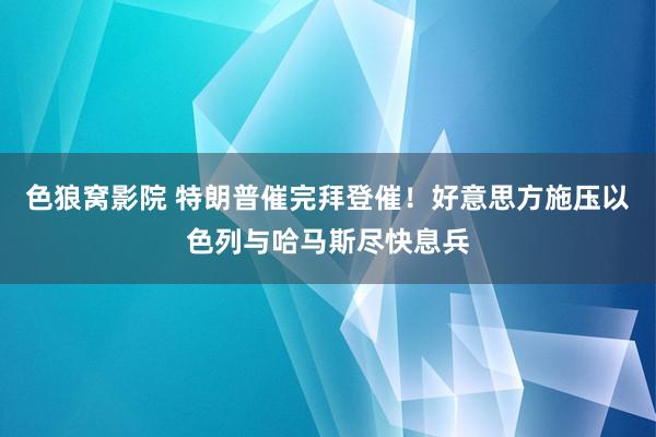 色狼窝影院 特朗普催完拜登催！好意思方施压以色列与哈马斯尽快息兵