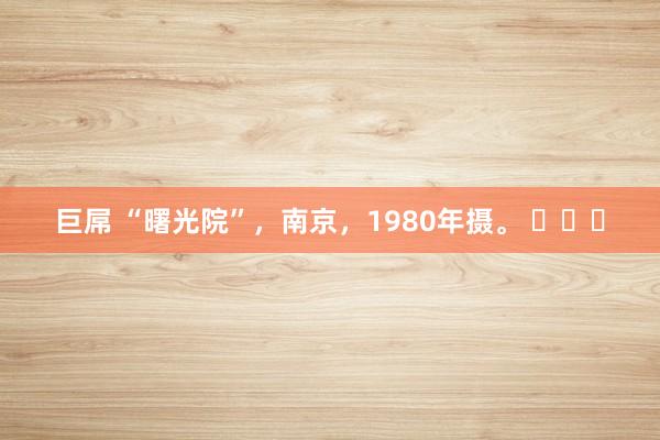巨屌 “曙光院”，南京，1980年摄。 ​​​