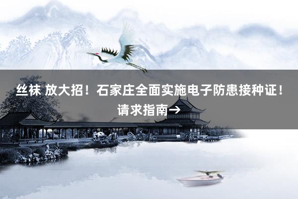 丝袜 放大招！石家庄全面实施电子防患接种证！请求指南→