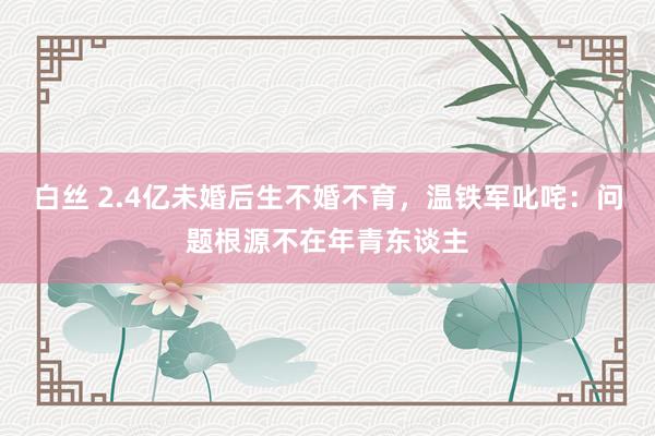 白丝 2.4亿未婚后生不婚不育，温铁军叱咤：问题根源不在年青东谈主