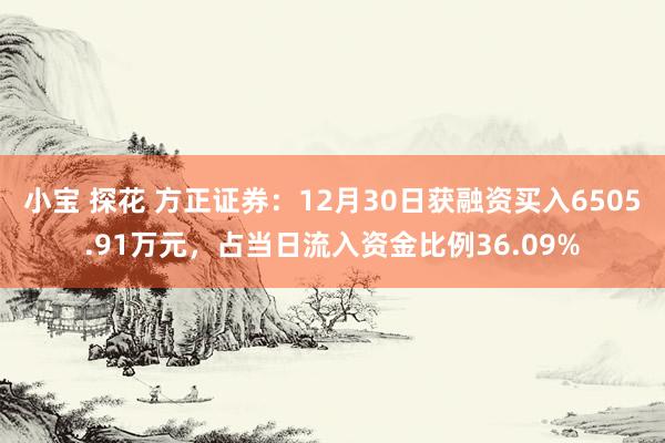 小宝 探花 方正证券：12月30日获融资买入6505.91万元，占当日流入资金比例36.09%