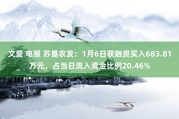 文爱 电报 苏垦农发：1月6日获融资买入683.81万元，占当日流入资金比例20.46%